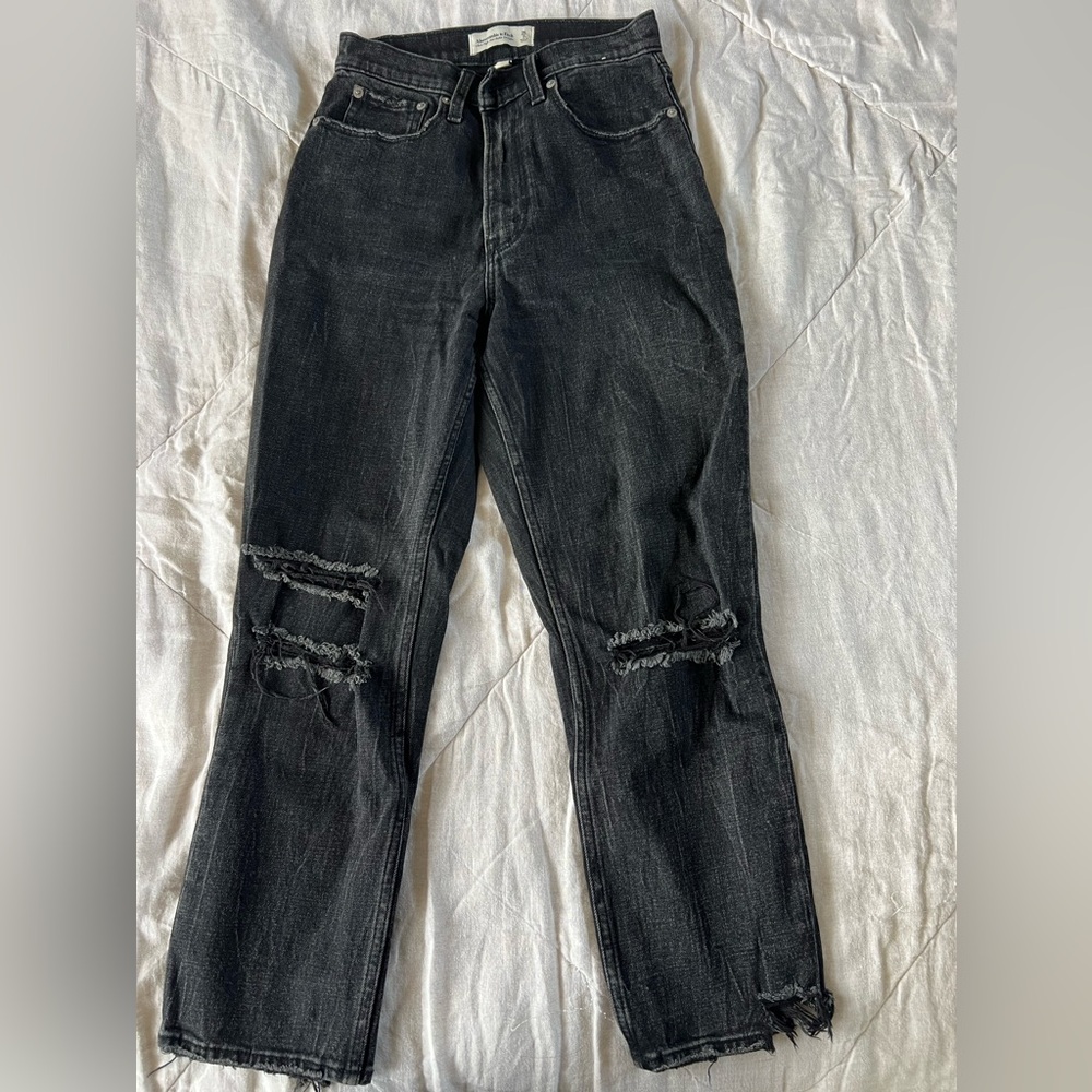 Abercrombie cropped distressed jeans